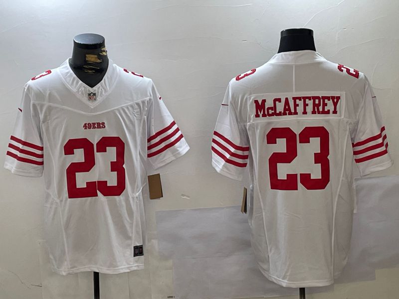 Men San Francisco 49ers #23 Mccaffrey White Three generations 2024 Nike Vapor Limited NFL Jersey style 5->san francisco 49ers->NFL Jersey